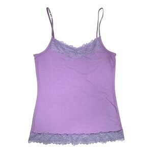 Y2K Lavender Lace‎ Trim Cami Tank Top Womens Medium Adjustable Straps EUC